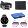LAER Belt, Wallet & Watch Combo Pack of 5 (Black)